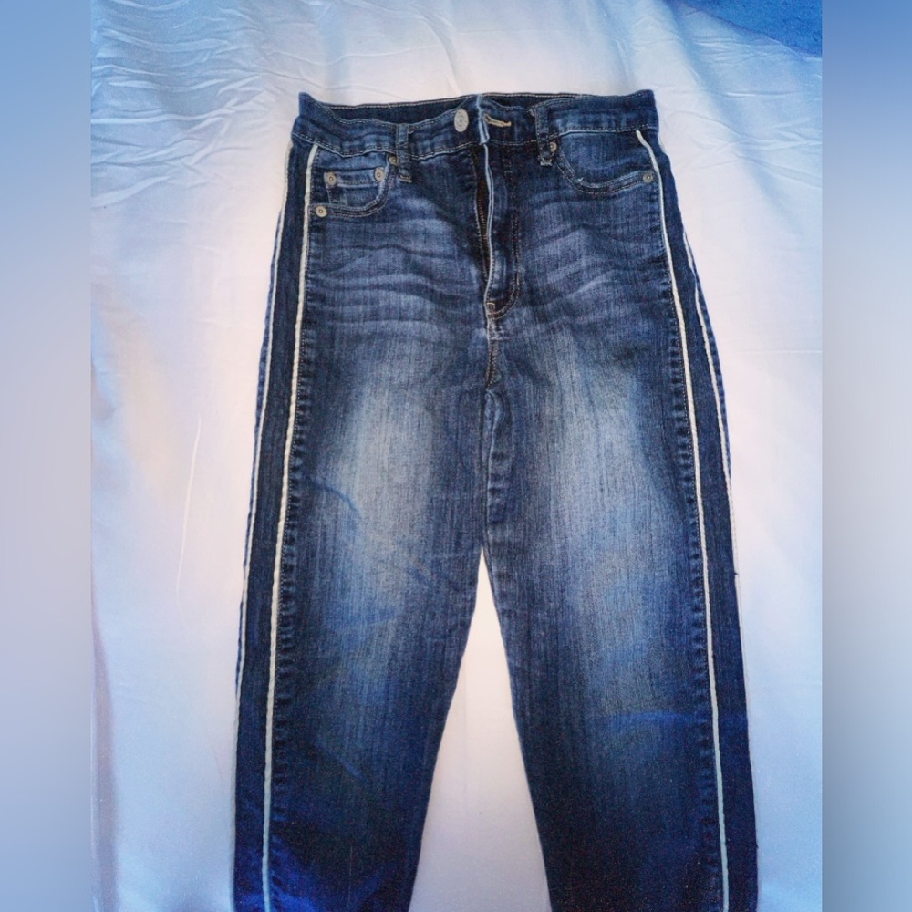 Banana republic high rise skinny jeans with stripe